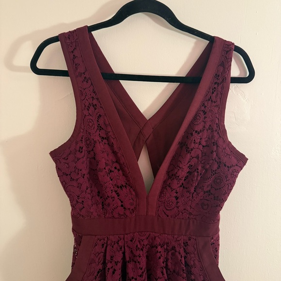 Free People Elegant Burgundy Lace Dress XS - Picture 2 of 8